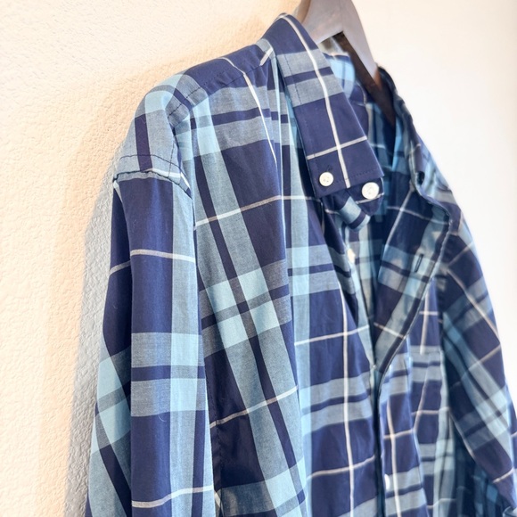 Men’s Classic Preppy Plaid Stretch Button Down Shirt Blue Club Room XXL - Picture 3 of 8